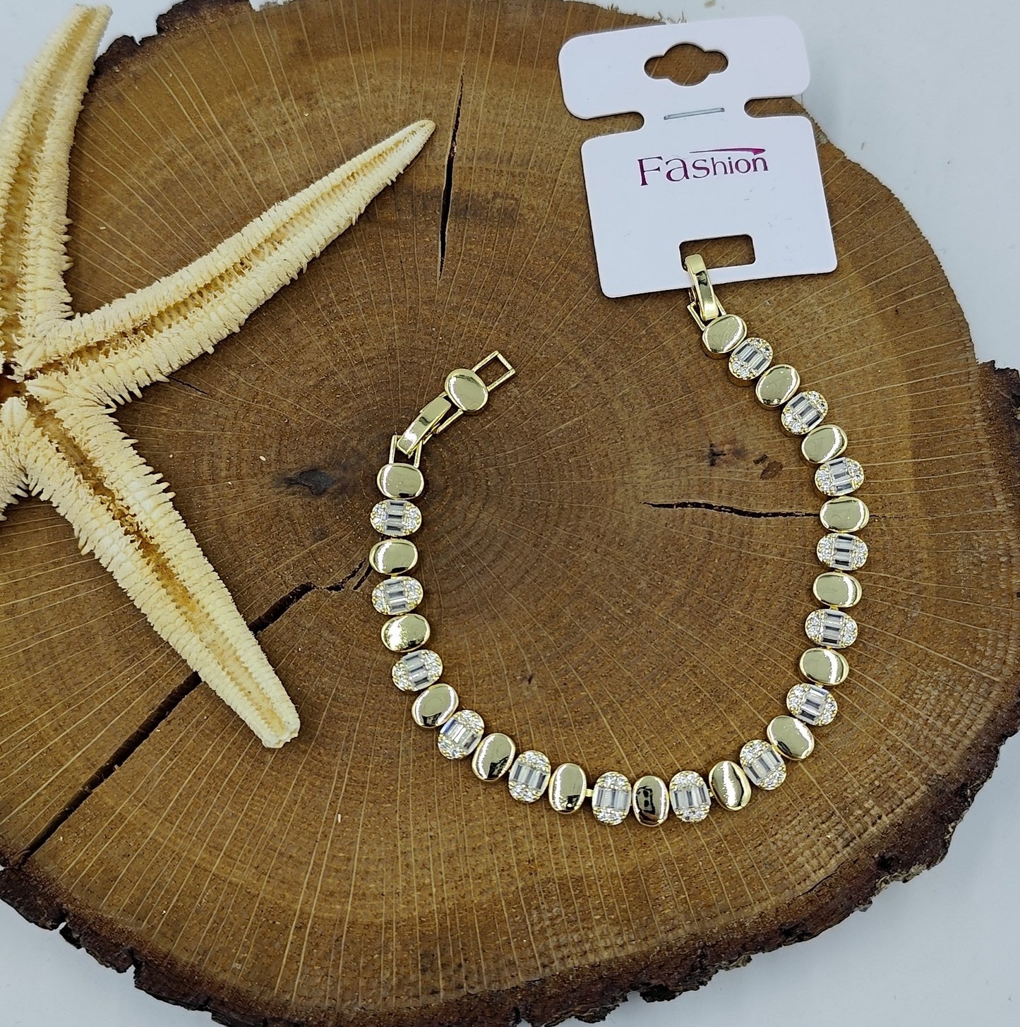 Taş Detaylı Gold Bileklik