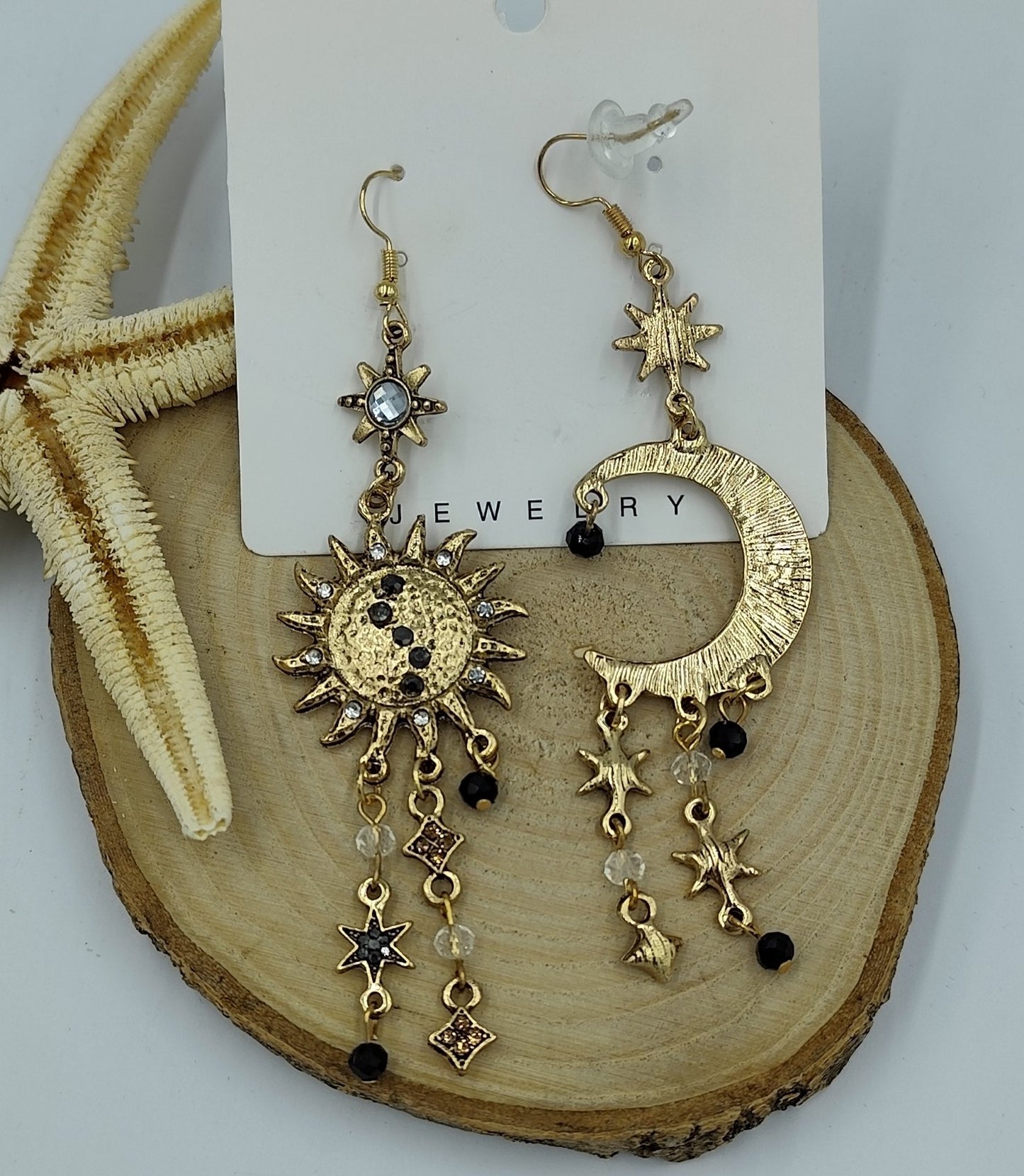 Ay Güneş Figürlü Bronz Küpe