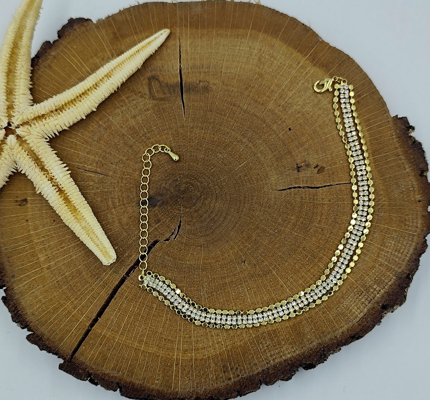 Taş Detaylı Gold Bileklik
