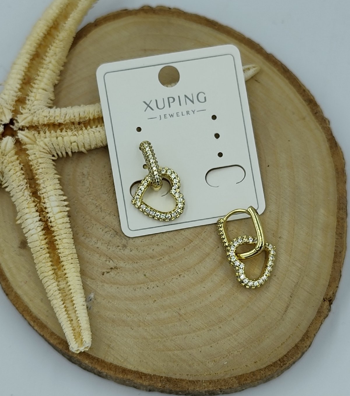 14 K Taş Detaylı Kalp Küpe