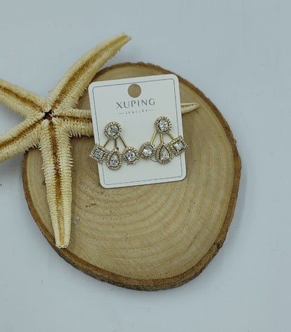 14 K Taş Detaylı Küpe