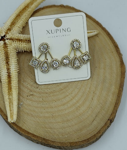 14 K Taş Detaylı Küpe