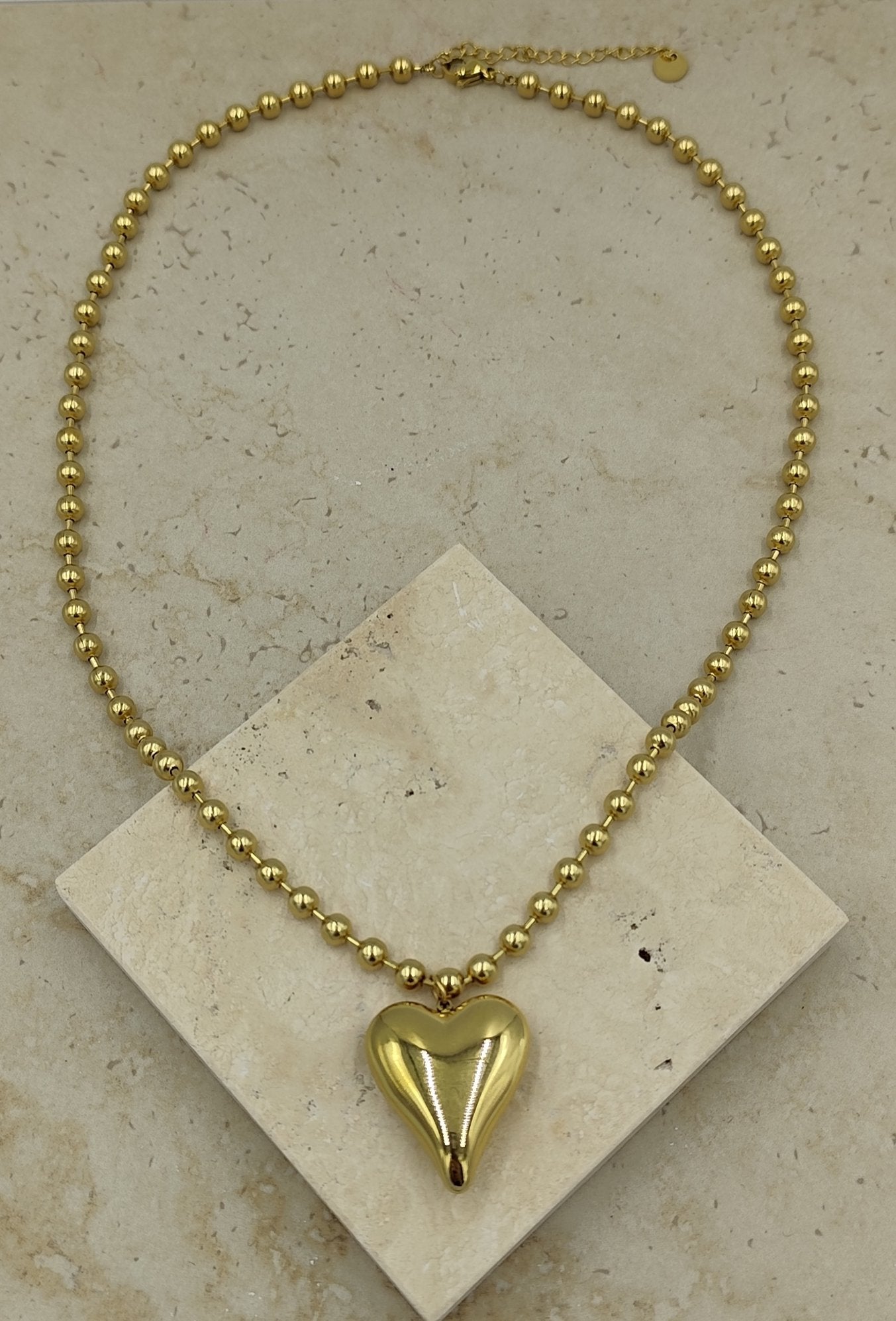 Kalp Çelik Kolye Gold