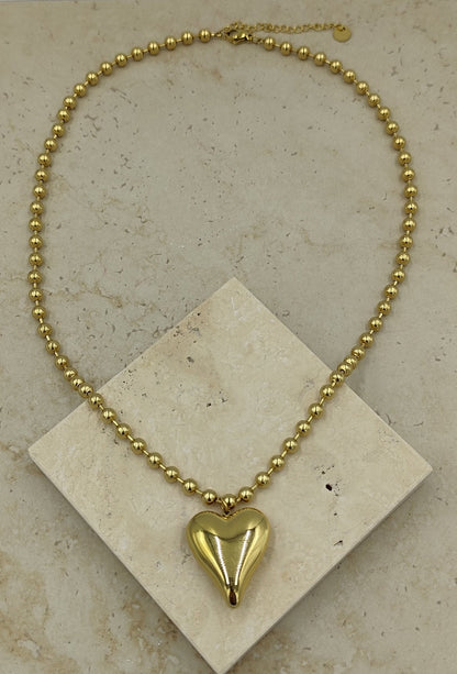 Kalp Çelik Kolye Gold