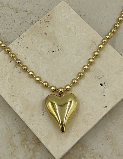 Kalp Çelik Kolye Gold