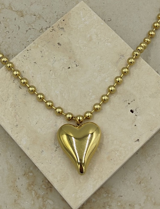 Kalp Çelik Kolye Gold