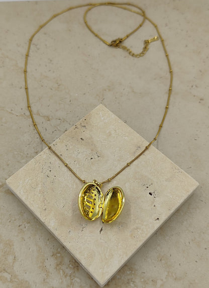 Taş Detaylı Açılabilir Çelik Kolye Gold