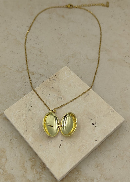 Kuş Figürlü Açılabilir Çelik Kolye Gold