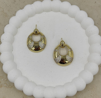 14 K Taş Detaylı Yuvarlak Küpe Xuping