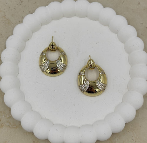 14 K Taş Detaylı Yuvarlak Küpe Xuping