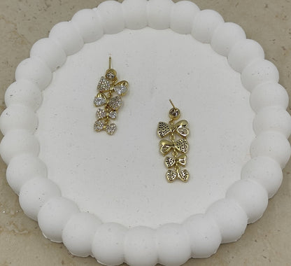 14 K Taş Detaylı Sıralı Kurdela Küpe Xuping