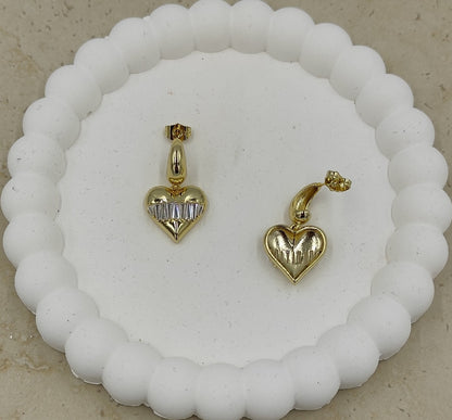 14 K Ortası Taşlı Kalp Küpe Xuping