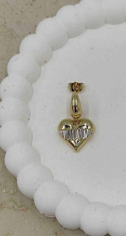 14 K Ortası Taşlı Kalp Küpe Xuping
