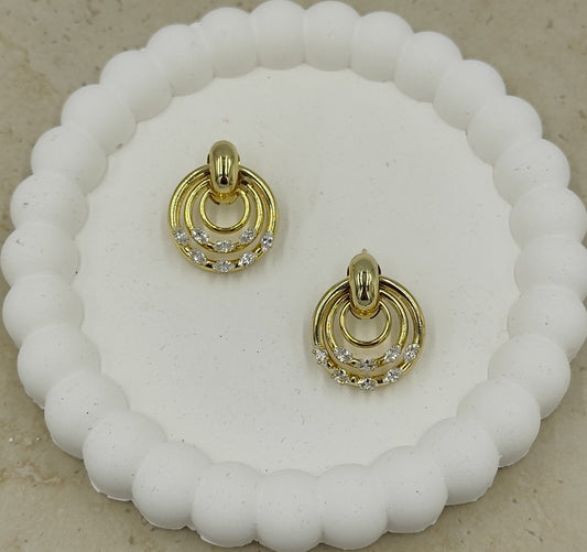 14 K Taş Detaylı Sıralı Halkalı Xuping Küpe