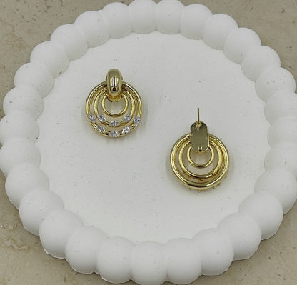 14 K Taş Detaylı Sıralı Halkalı Xuping Küpe