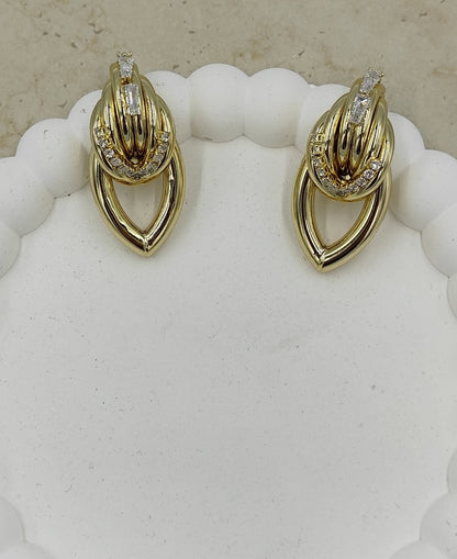 14 K Taş Detaylı Küpe Xuping