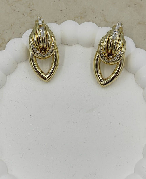 14 K Taş Detaylı Küpe Xuping