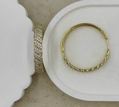 14 K Taş Detaylı Halka Küpe (Xuping)
