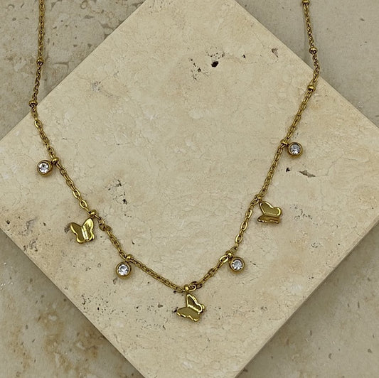 14 K Kelebek Detaylı Xuping Kolye