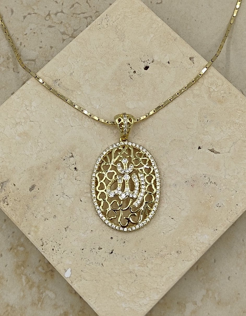 14 K Taş Detaylı Allah Yazılı Xuping Kolye