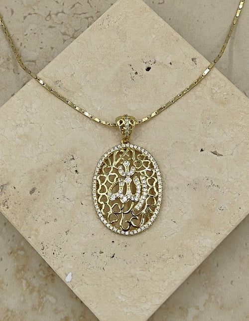 14 K Taş Detaylı Allah Yazılı Xuping Kolye