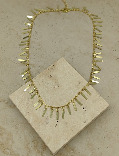 Çubuk Saçaklı Gold Kolye