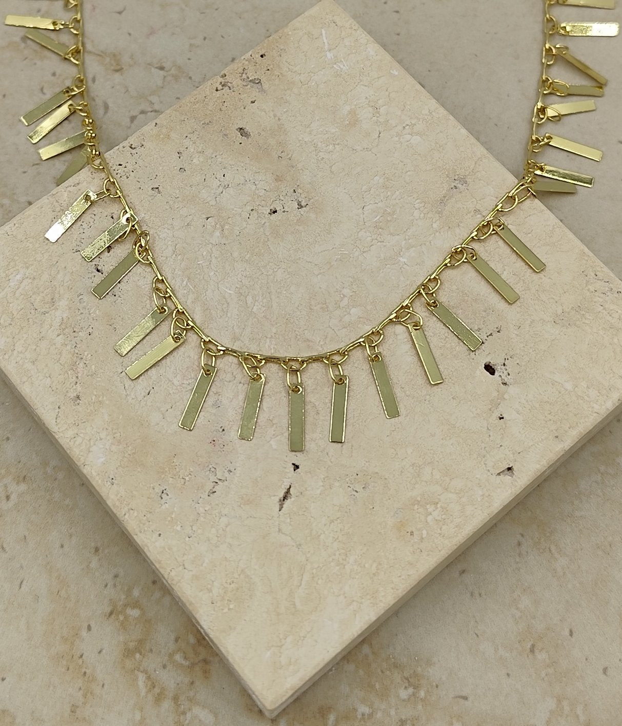 Çubuk Saçaklı Gold Kolye