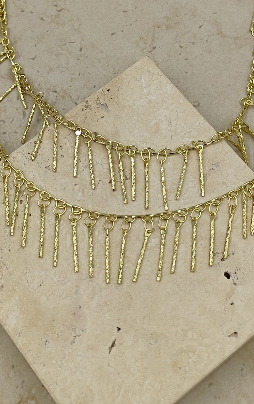 Saçaklı 2'li Gold Kolye