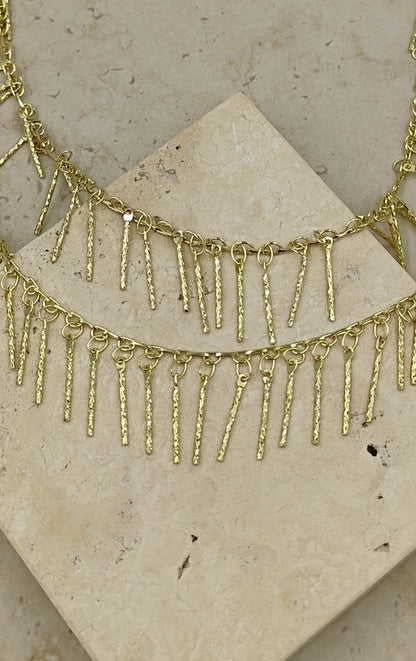 Saçaklı 2'li Gold Kolye