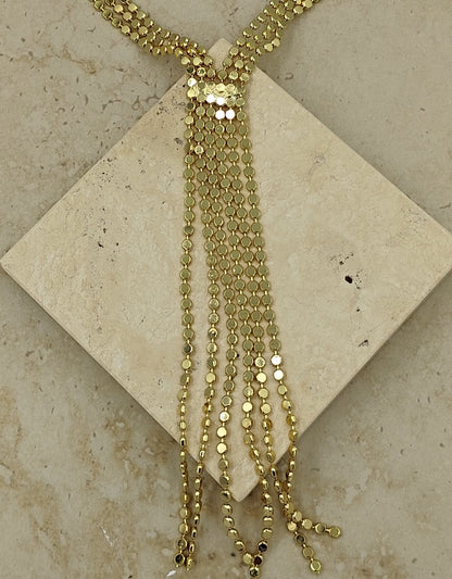 Saçaklı Ezme Kolye Gold