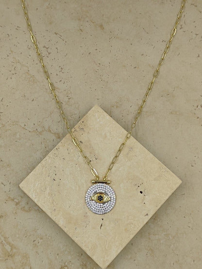 Taşlı Göz Kolye Gold