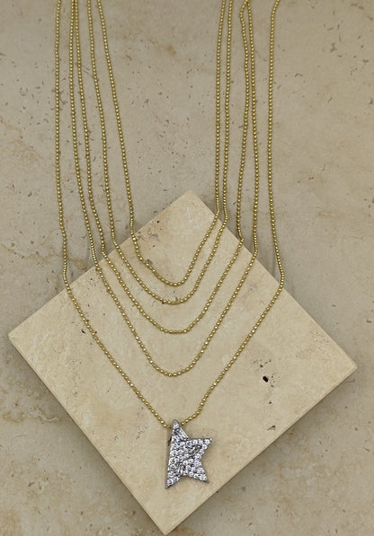 Taşlı Yıldız Kolye Gold