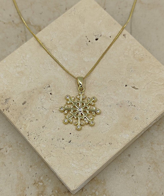 Kar Tanesi Kolye Gold