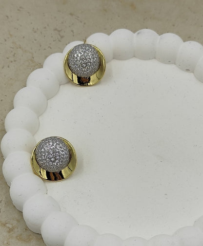Taş Detaylı Yuvarlak Küpe Gold