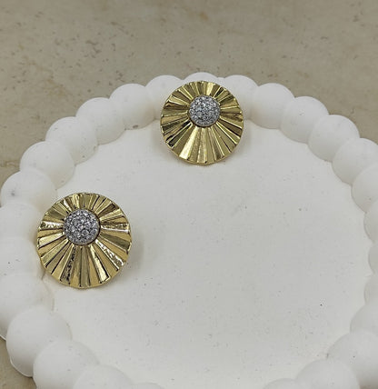 Taş Detaylı Yuvarlak Küpe Gold
