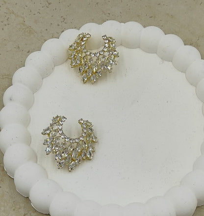Taş Detaylı Gold Küpe