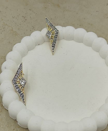 Taş Detaylı Geometrik Küpe Gold