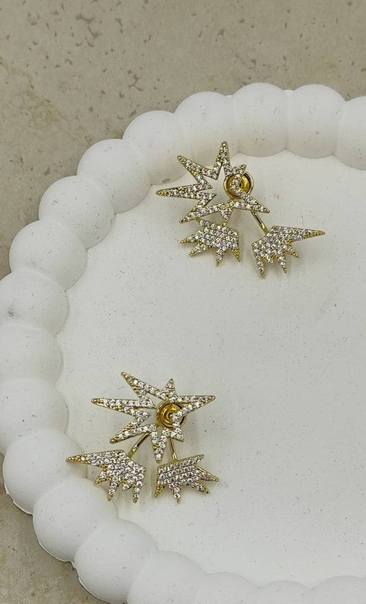 Taş Detaylı Yıldız Küpe Gold