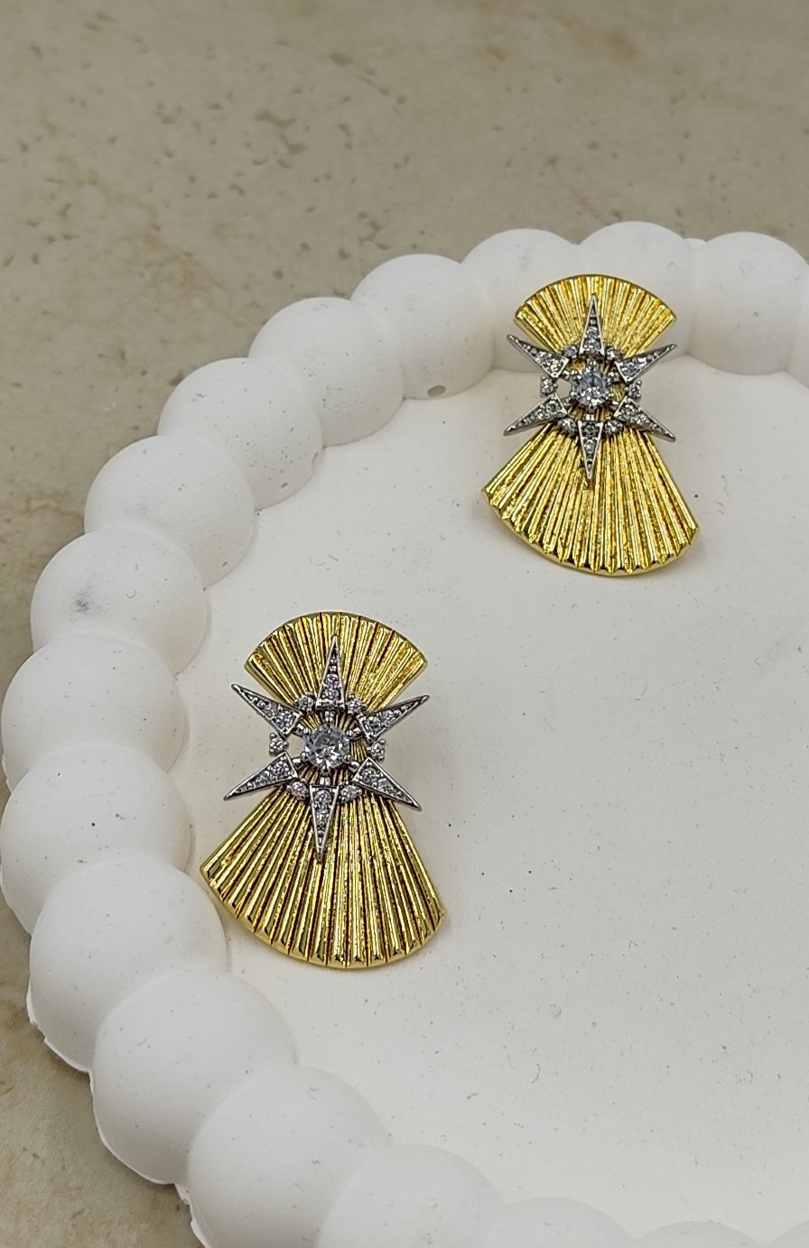 Yıldız Detaylı Gold Küpe