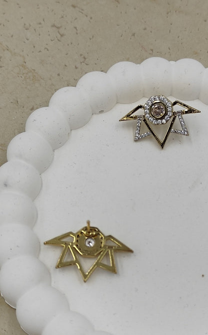 Taş Detaylı Geometrik Küpe Gold