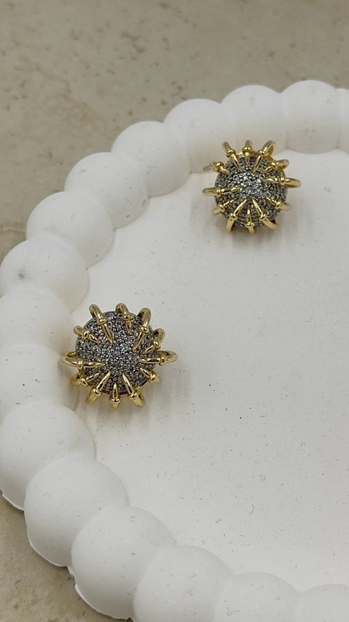 Taş Detaylı  YuvarlakGold Küpe