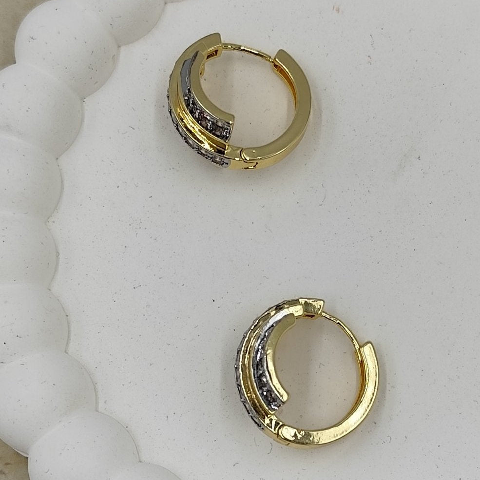 Taş Detaylı Halka Küpe Gold
