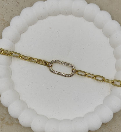 14 K Ortası Taş Detaylı Zincir Bileklik