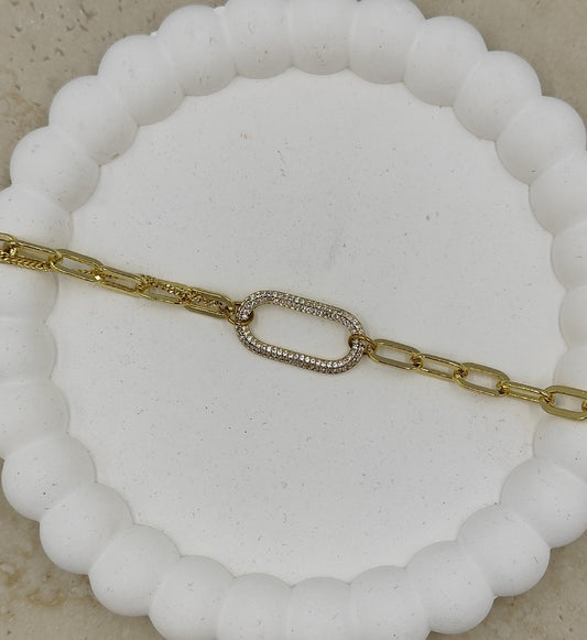 14 K Ortası Taş Detaylı Zincir Bileklik