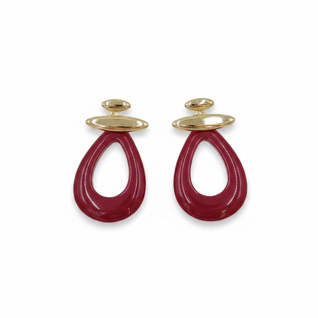 Bordo ve Gold Renkte Küpe