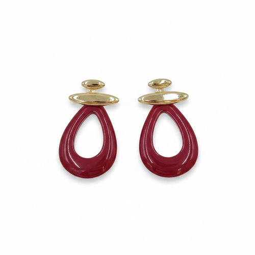 Bordo ve Gold Renkte Küpe