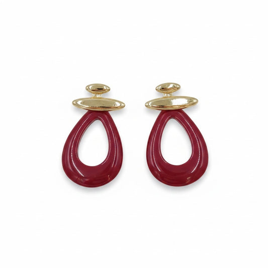 Bordo ve Gold Renkte Küpe