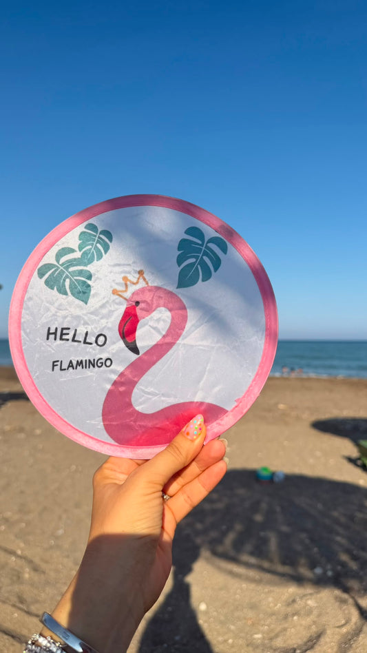 Flamingo Desenli Yelpaze