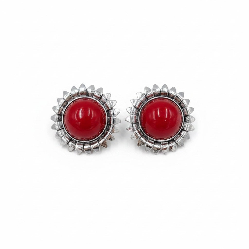 Bordo ve Gümüş Renkte Küpe