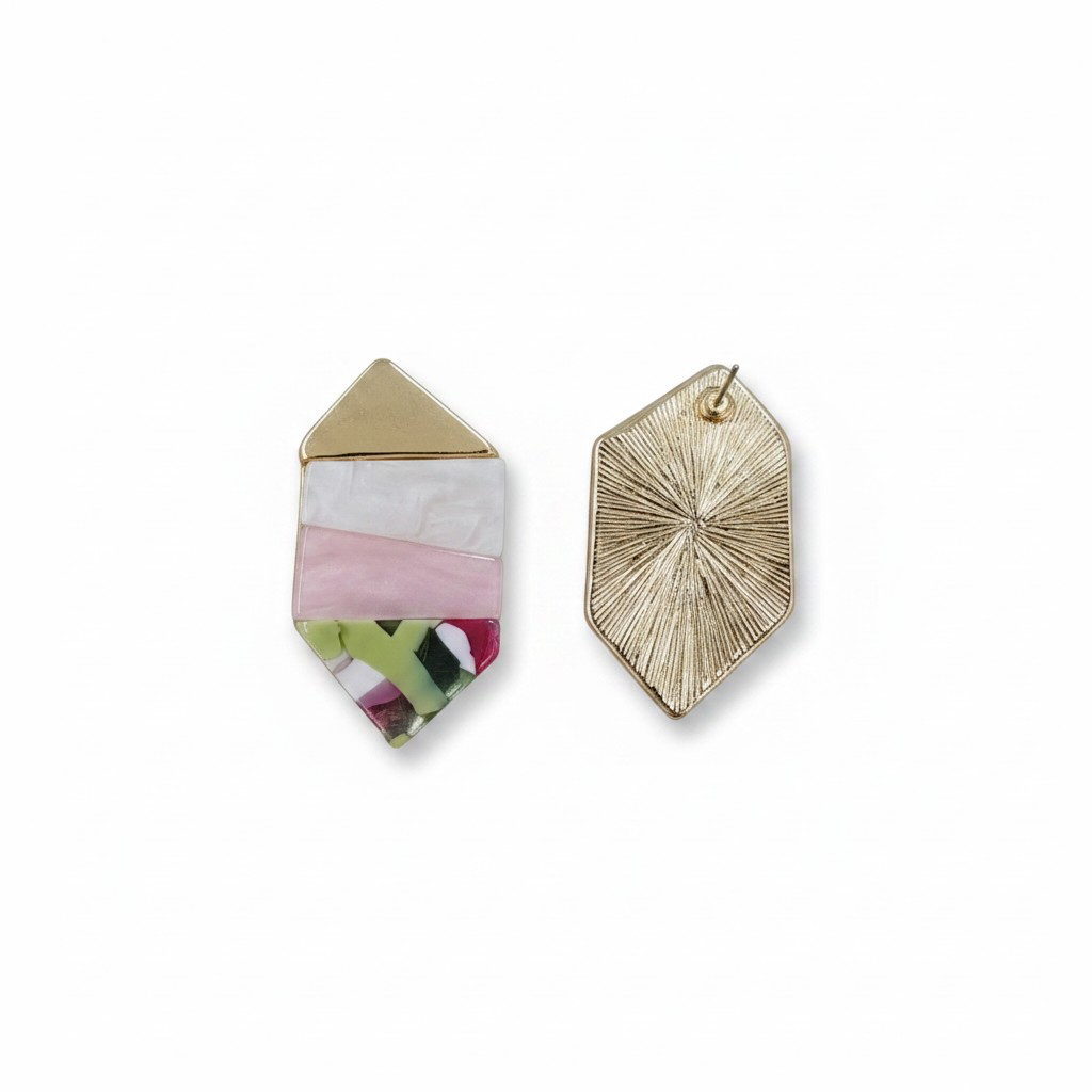 Pembe Geometrik Küpe